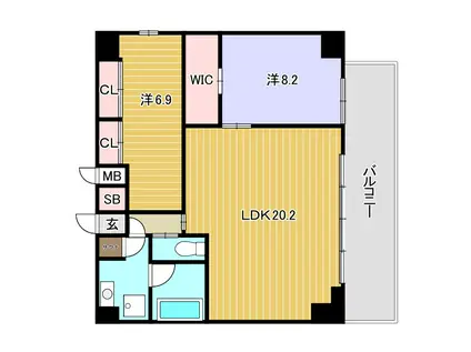 プレジオ西宮北口(2LDK/6階)の間取り写真