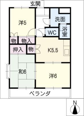 ハーツウィズASAHI(3K/3階)の間取り写真