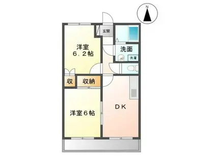 ミルキーウェイ(2DK/1階)の間取り写真