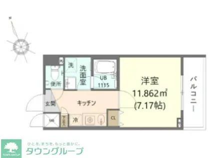 DAIWA TERRACE 府中(1K/3階)の間取り写真