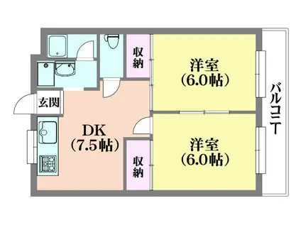 ラッフィナート海運町(2DK/2階)の間取り写真