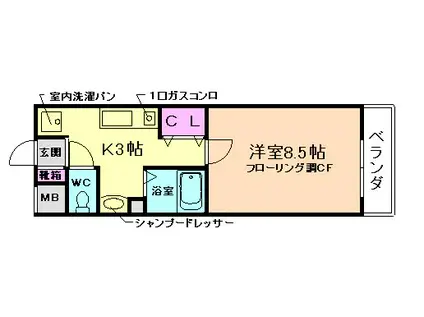 アネックス桜の町A棟(1K/1階)の間取り写真