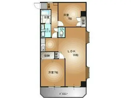 フローラハウス(2LDK/3階)の間取り写真