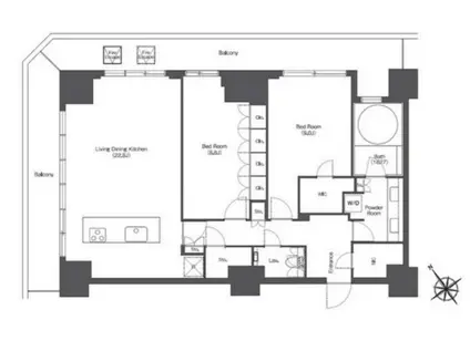 東京ポートシティ竹芝 レジデンスタワー(2LDK/18階)の間取り写真