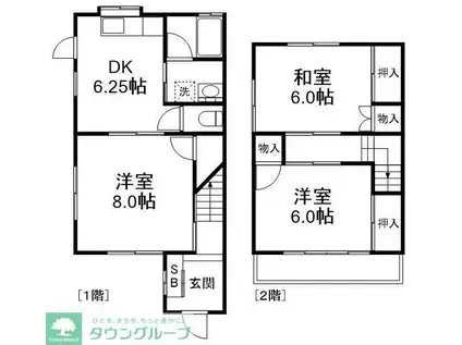 センチュリーハイム南柏A棟(3DK/1階)の間取り写真