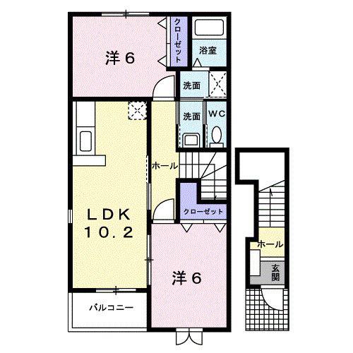 アルバII(2LDK/2階)の間取り写真