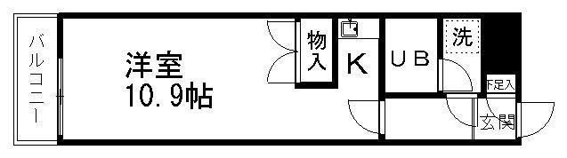 エスパシオ大町(ワンルーム/6階)の間取り写真