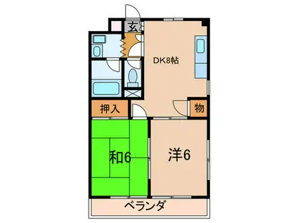 サンテラス司(2DK/4階)の間取り写真