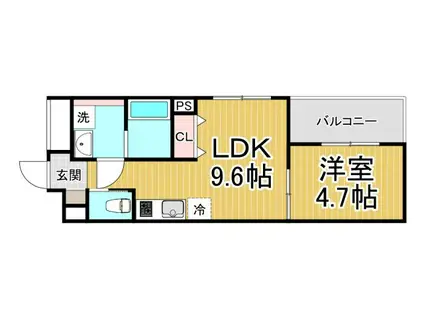 S-MOVE西宮今津(1LDK/3階)の間取り写真