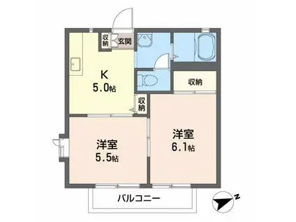 パストラーレ吉成(2K/2階)の間取り写真