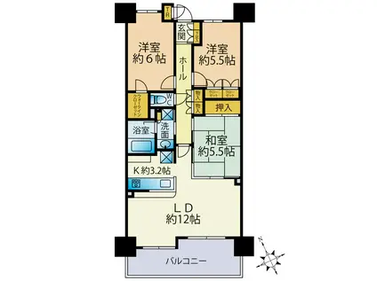 サンクレイドル高崎問屋町ステーションアリーナ(3LDK/13階)の間取り写真