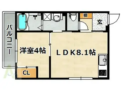 LEROY駒ヶ林(1LDK/1階)の間取り写真