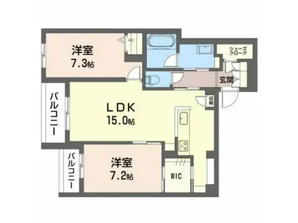 グリーンガーデン東雲(2LDK/3階)の間取り写真