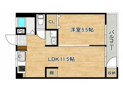 竹内マンション(1LDK/1階)の間取り写真