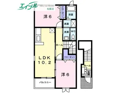 オプティII(2LDK/2階)の間取り写真