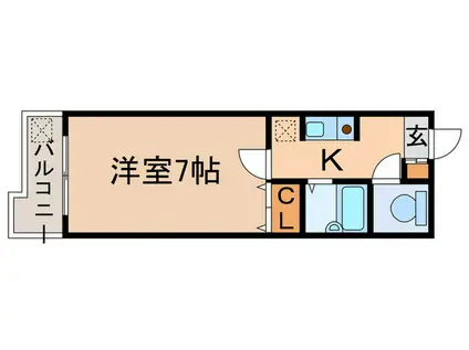 パティオII(1K/2階)の間取り写真