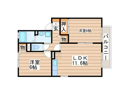 グレースコート壱番館(2LDK/1階)の間取り写真