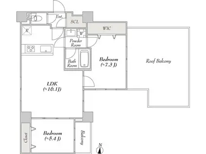 ルミーク大山 100(2LDK/5階)の間取り写真