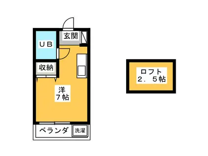 サンライズハウス(ワンルーム/2階)の間取り写真