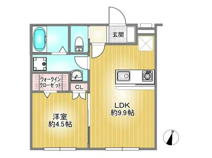 レグルスさくら町(1LDK/2階)の間取り写真