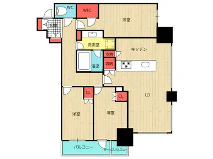 シエリアタワー大阪堀江(3LDK/35階)の間取り写真