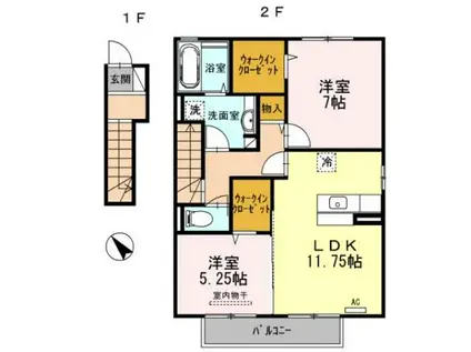 ボナール(2LDK/2階)の間取り写真