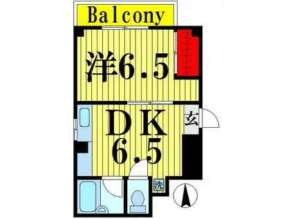 フローレンスハセベ(1DK/2階)の間取り写真