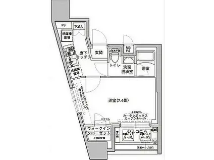 アイル東京リバーサイド(1K/8階)の間取り写真