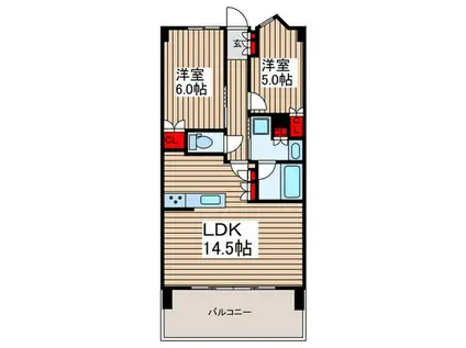 レーベン川口GRAN ART(2LDK/3階)の間取り写真