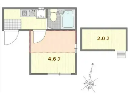 レット・イット・ビー(ワンルーム/3階)の間取り写真