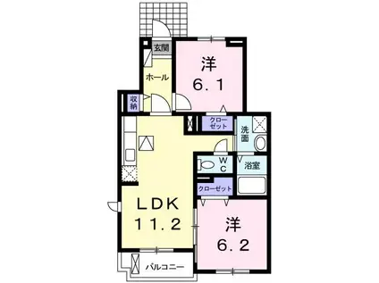 アルメールM(2LDK/1階)の間取り写真