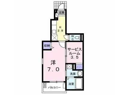 アンブラッセII(1SK/1階)の間取り写真