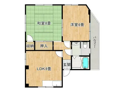 アワジマンション(2LDK/2階)の間取り写真