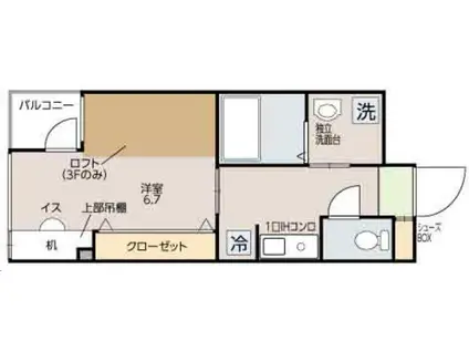 SENDAI STUDENT COURT 上杉3丁目(1K/2階)の間取り写真