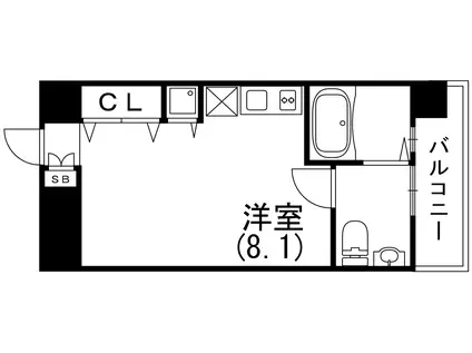 ラ・ウェゾン兵庫アルバーノ(ワンルーム/5階)の間取り写真