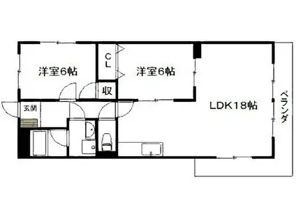 ルミエール壱番館・弐番館(2LDK/4階)の間取り写真