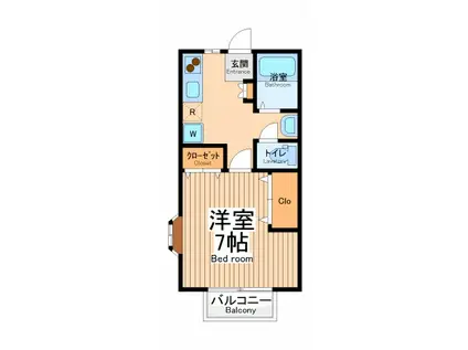 K2東北里(1K/1階)の間取り写真