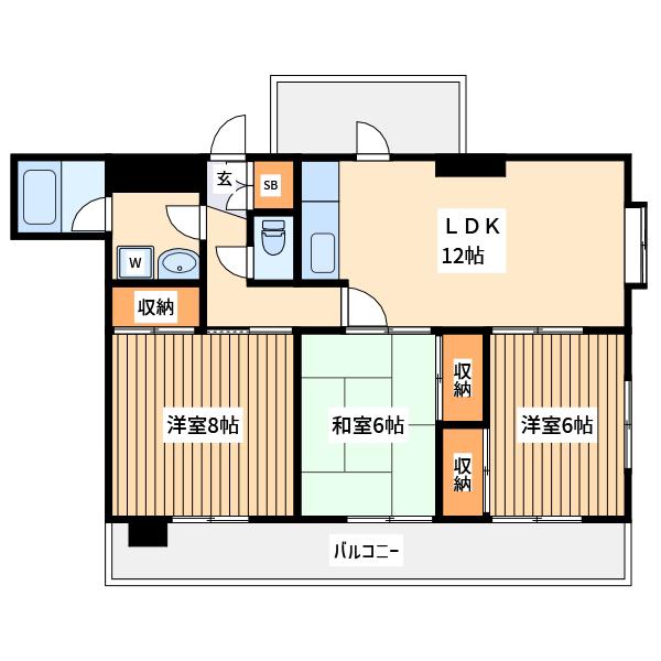メゾンタナカ(3LDK/3階)の間取り写真