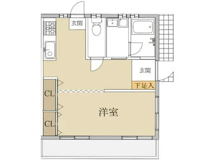 カーサ・コスタ谷中(1LDK/1階)の間取り写真