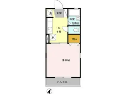 コスモスB(1K/2階)の間取り写真