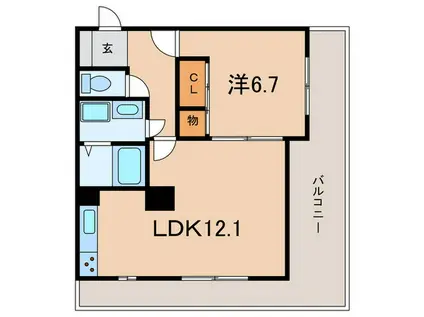 フォーラム六甲(1LDK/9階)の間取り写真
