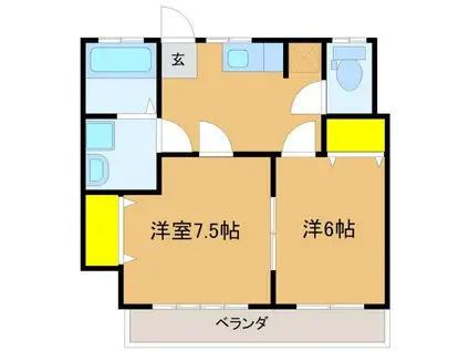 コワラハイツ(2DK/2階)の間取り写真