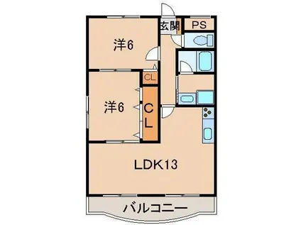 ヴィラ・サンセールII(2LDK/1階)の間取り写真