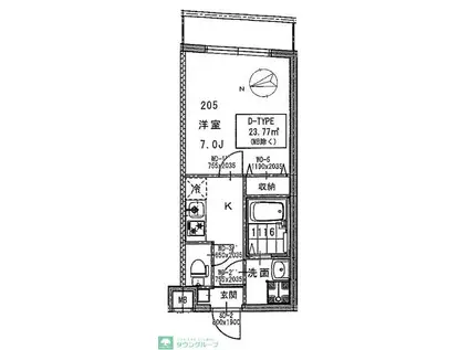 シャルマン新栄(1K/2階)の間取り写真