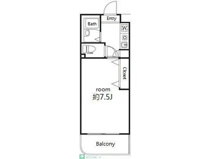 ウエストアベニュー(1K/1階)の間取り写真