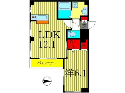 ヴィーブル(1LDK/2階)の間取り写真