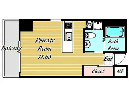 シーズアパートメント・中之島(ワンルーム/5階)の間取り写真