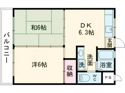 メゾンドール山貴(2DK/3階)の間取り写真
