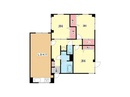 エステートピア緑地(3LDK/1階)の間取り写真