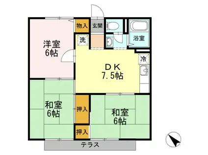 サンライズ勝間田(3DK/1階)の間取り写真